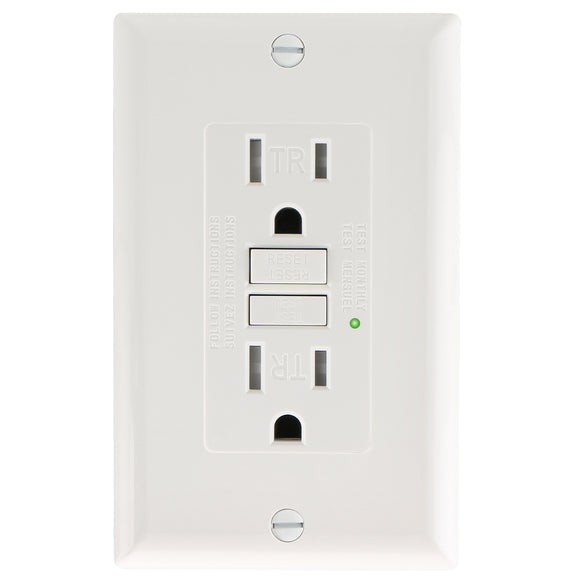 BAOMAIN 15Amp GFCI Outlet,125V 60Hz,Tamper-Resistant GFI Receptacle with LED Indicator,Meet UL2018,Ground Fault Protection Outlet for Bedroom,Parlor,Office Room,White