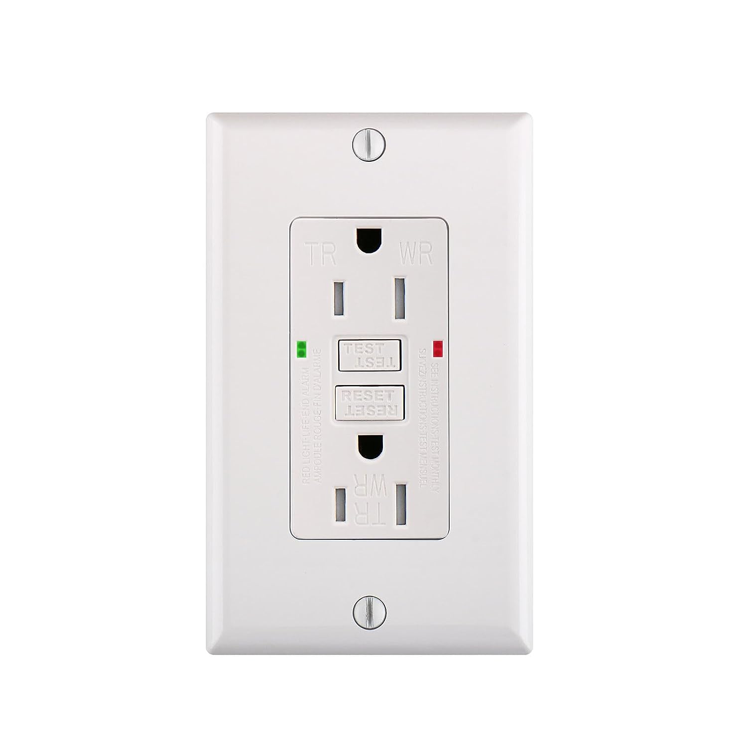 BAOMAIN GFCI Outlet 15 Amp 120 Volt UL&CUL Listed, Self-Test Function with LED Indicator, Weather Resistant&Tamper-Resistant Receptacle,White