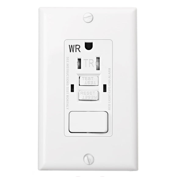 BAOMAIN GFCI Outlet,Tamper Resistant&Weather Resistant GFCI Receptacle 15Amp with Combination Switch,ETL Listed,Back &Side Wire,White