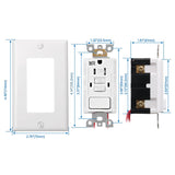 BAOMAIN GFCI Outlet,Tamper Resistant&Weather Resistant GFCI Receptacle 15Amp with Combination Switch,ETL Listed,Back &Side Wire,White BAA-001