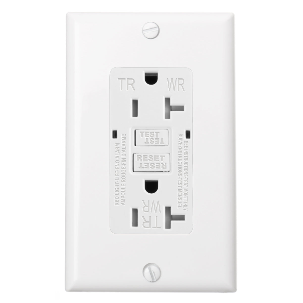 BAOMAIN GFCI-Steckdose, 20 A, 120 V AC, 60 Hz, wetterfest und manipulationssicher, Fehlerstrom-Schutzschalter, GFI, UL- und CUL-zertifiziert, weiß 