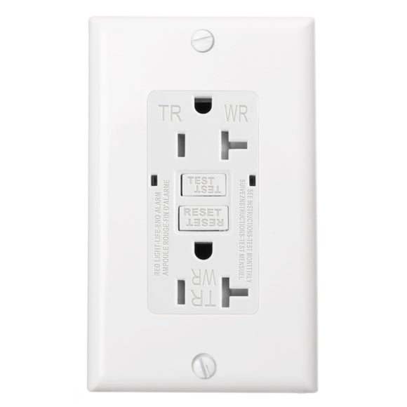 BAOMAIN GFCI Outlet Receptacle 20Amp 120VAC 60Hz Weather-Resistant and Tamper-Resistant, Ground Fault Circuit Interruptor, GFI UL&CUL listed White