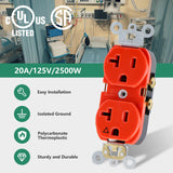 Baomain Hospital Grade Outlet,Duplex Receptacle,20Amp 125V Isolated Ground,Red-orange colour