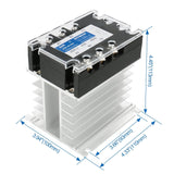 Baomain 3 Phase Solid State Relay JGX-4860 3.5-32 VDC Input 480VAC 60 Amp Output DC/AC with Heat Sink