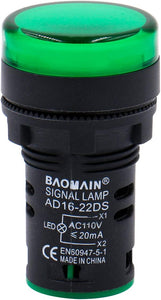 Baomain LED Indicator Light Pilot Signal Lamp AD16-22DS Green/Yellow/Red/Blue/White