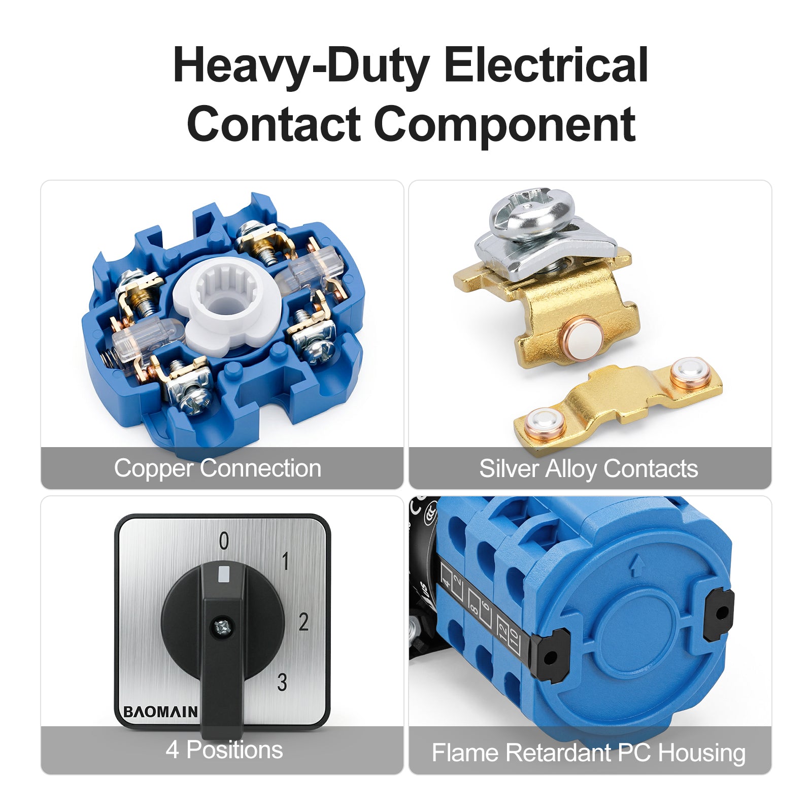 BAOMAIN LW28 Series Universal Rotary Changeover Switch - 20A/32A/40A/63A, 3 & 4 Positions Selector Switch, 2/3 Sections Control Station UL Certified for Industrial Power Distribution and Motor Control