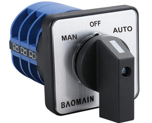 Baomain Cam Changeover Switch 40A MAN-OFF-AUTO 3 Phase 3 Positions 12 Terminal AC 660V SZW26-40/D303.3A