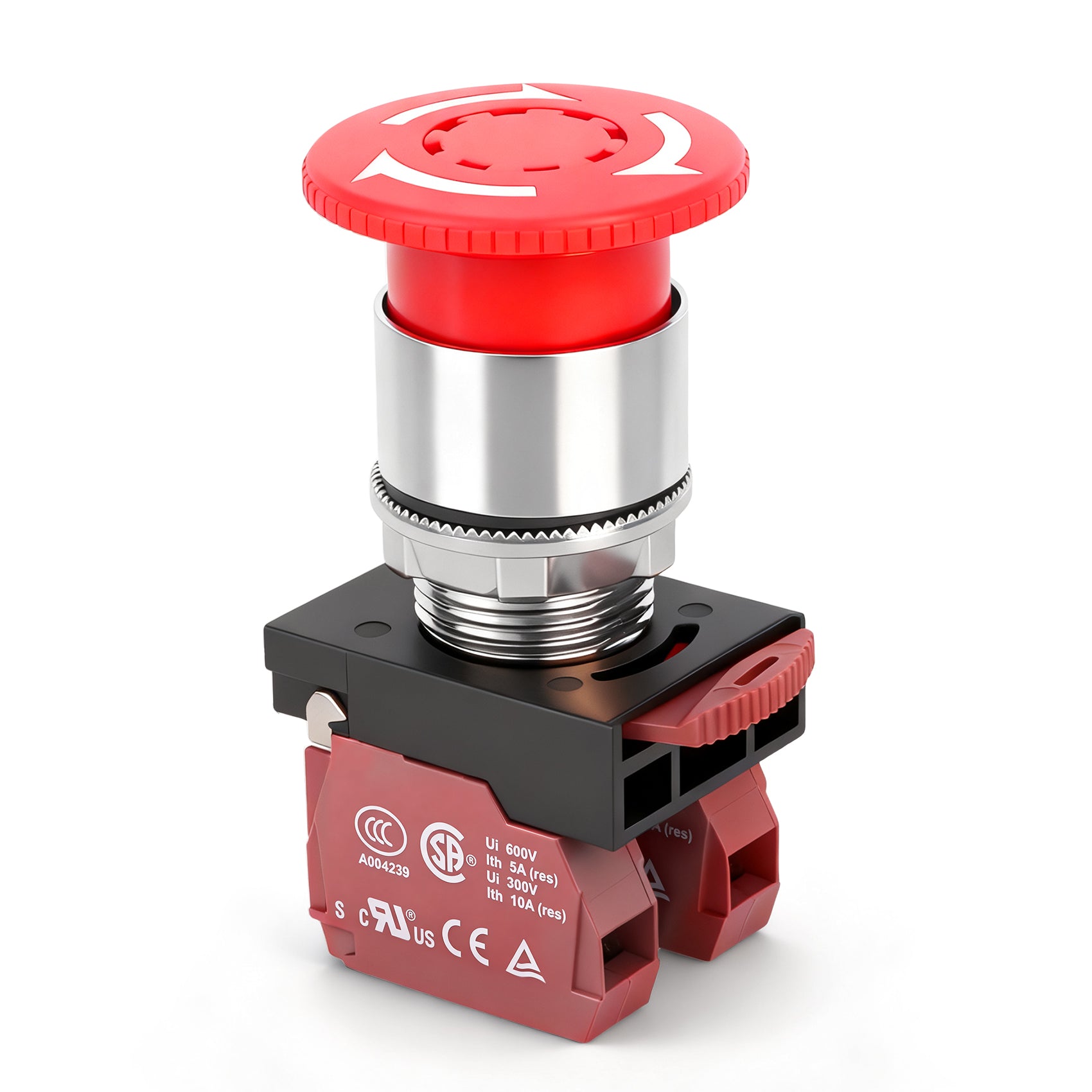 Baomain Emergency Stop Push Button Switch Red Mushroom 2NC 22mm Metal Head UL CSA CE TUV Certified for Industrial Control Panel