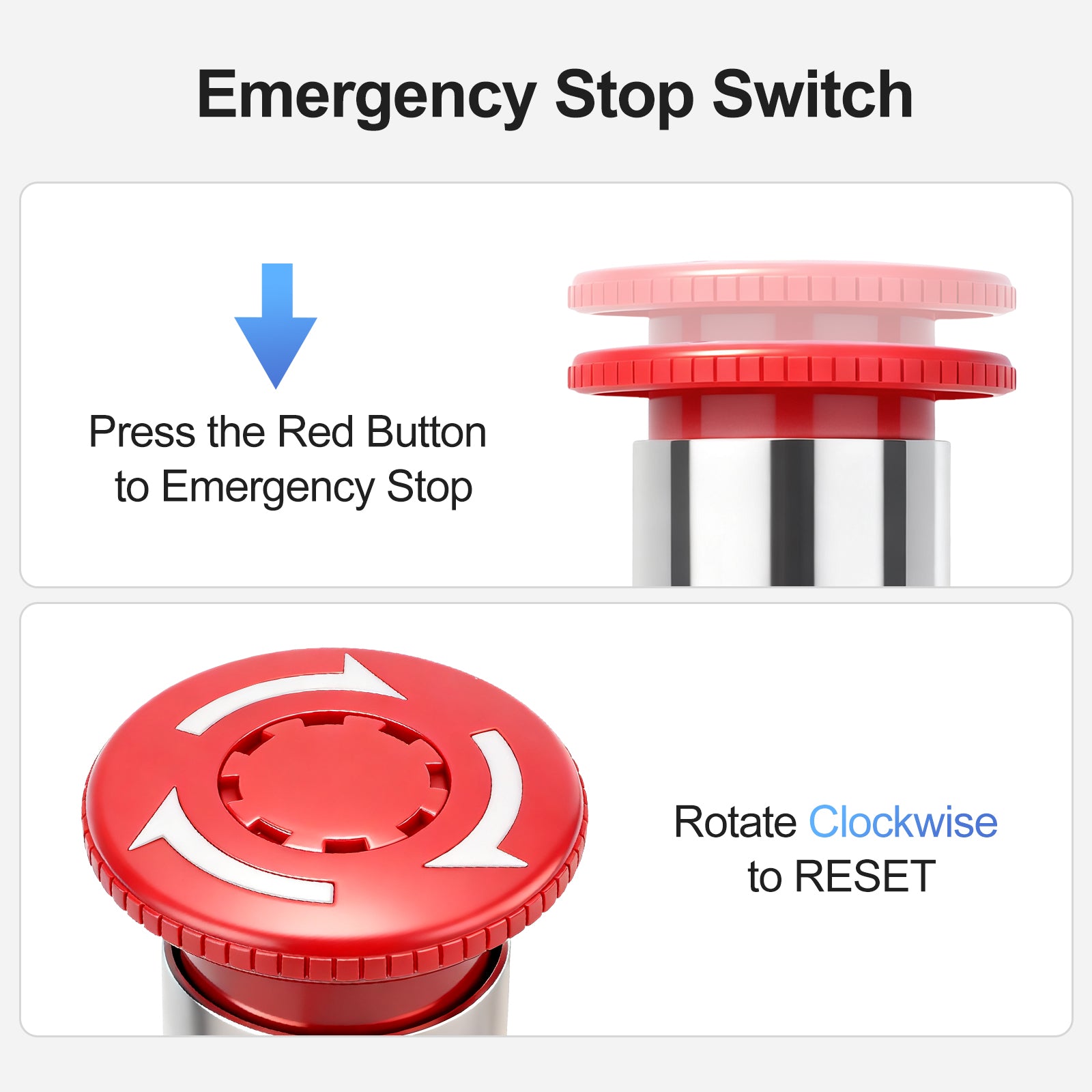 Baomain Emergency Stop Push Button Switch Red Mushroom 2NC 22mm Metal Head UL CSA CE TUV Certified for Industrial Control Panel
