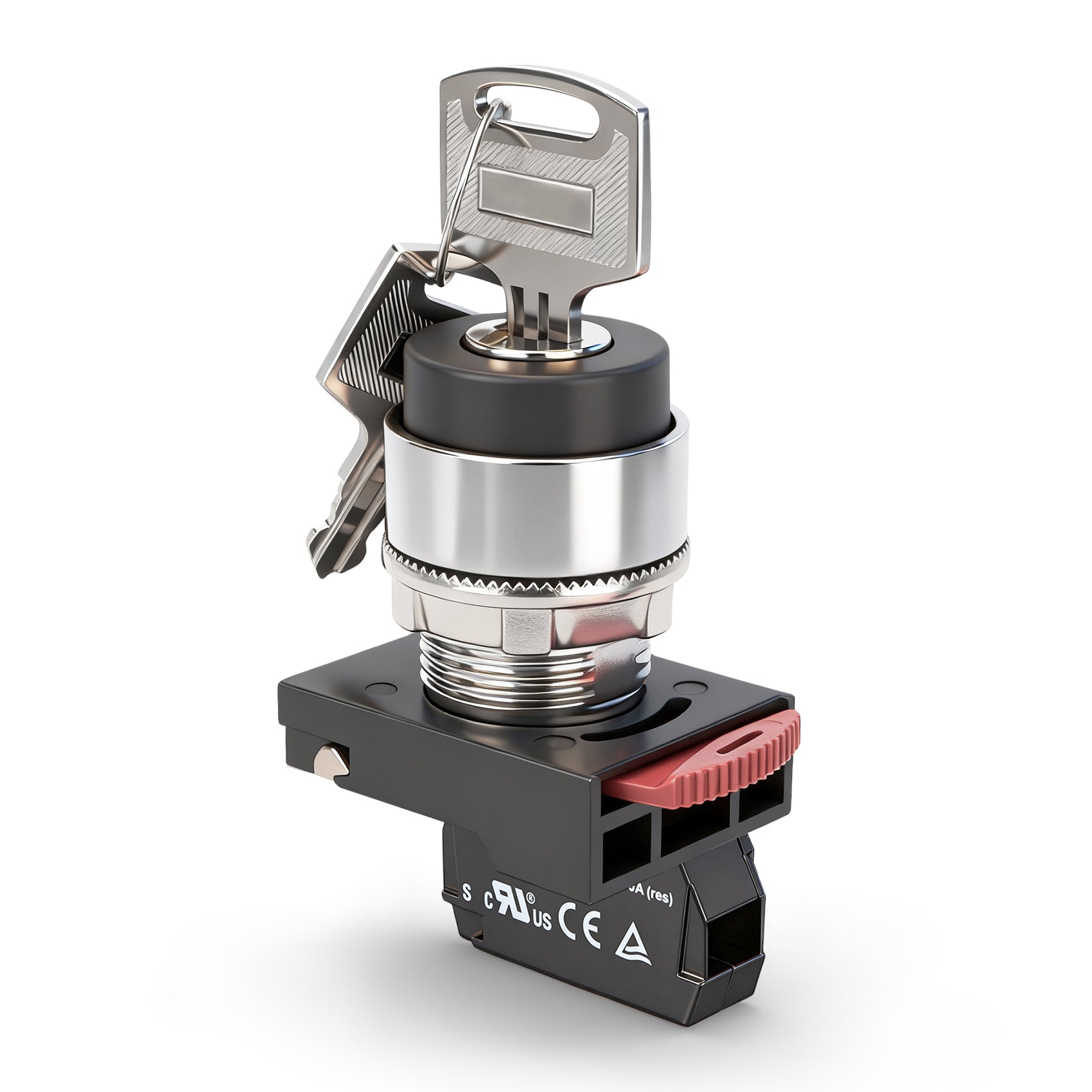 Baomain 2 Position Key-Lock Selector Switch 1NO 22mm Metal Head, UL CSA CE TUV Certified for Industrial Control Panel