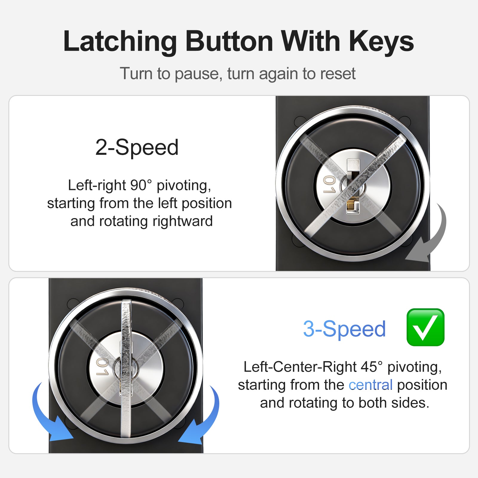 Baomain 3 Position Key-Lock Selector Switch, 2NO 22mm Metal Head Push Button Switch, UL CSA CE TUV Certified for Industrial Control Panel