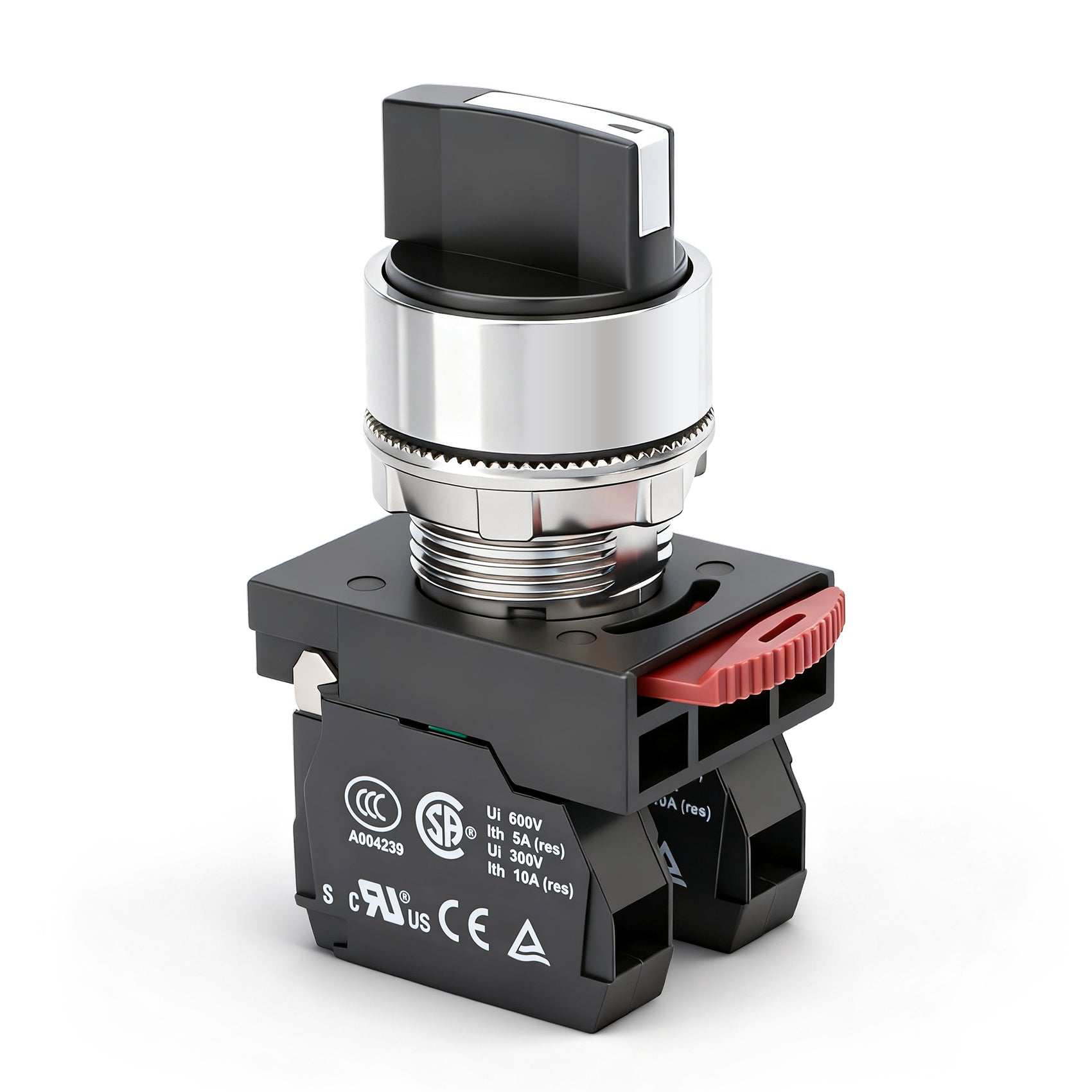 Baomain 3 Position Selector Switch Black 2NO 22mm Metal Head, UL CSA CE TUV Certified for Industrial Control Panel