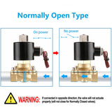 Baomain Brass Electric Solenoid Valve 3/4 inch Port Direct Acting Normally Open Working for Water 2W-200-20K