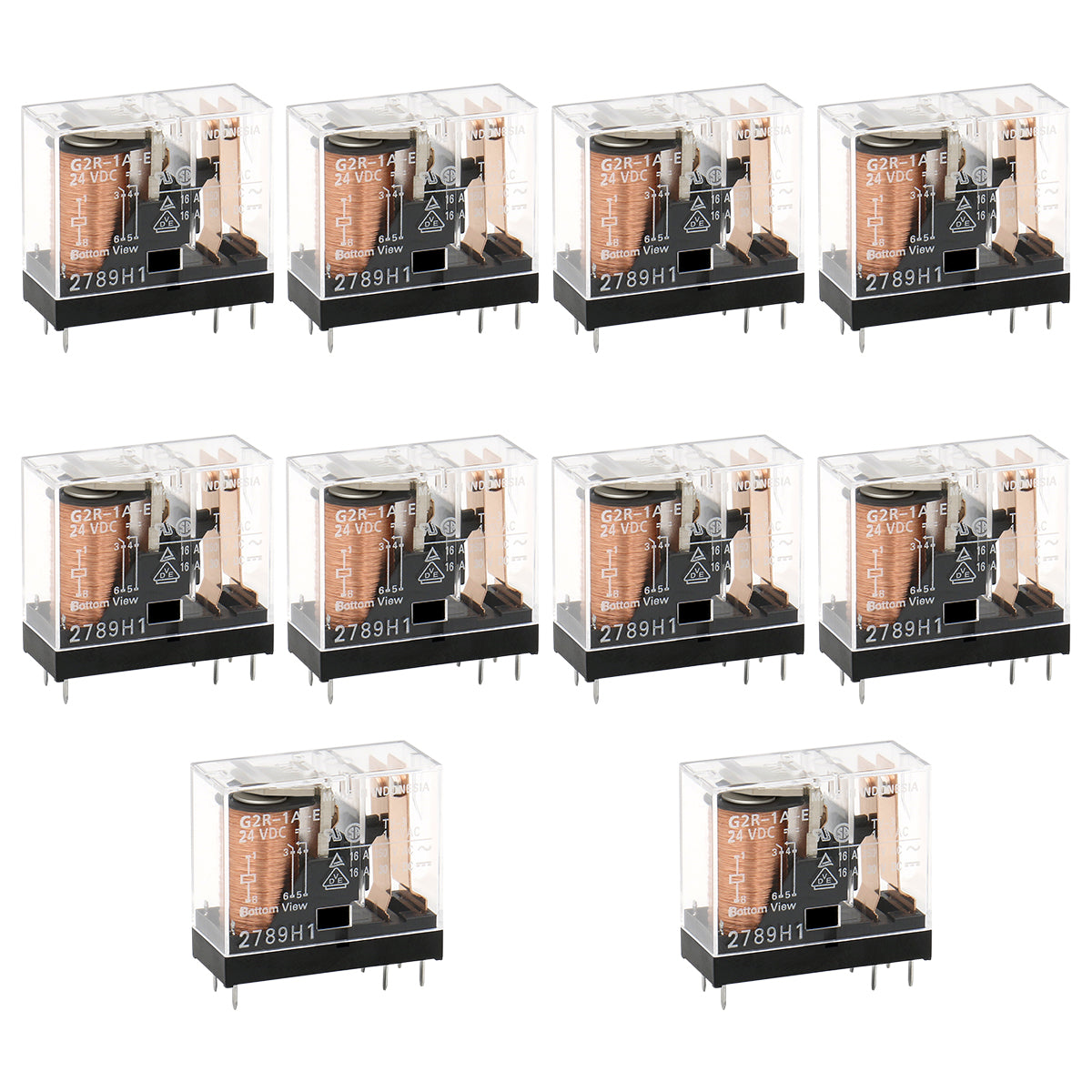 ELECTRONIC COMPONENTS G2R-1A-E-DC24 POWER RELAY SPST-NO 24VDC, 16A, PC BOARD Pack of 10