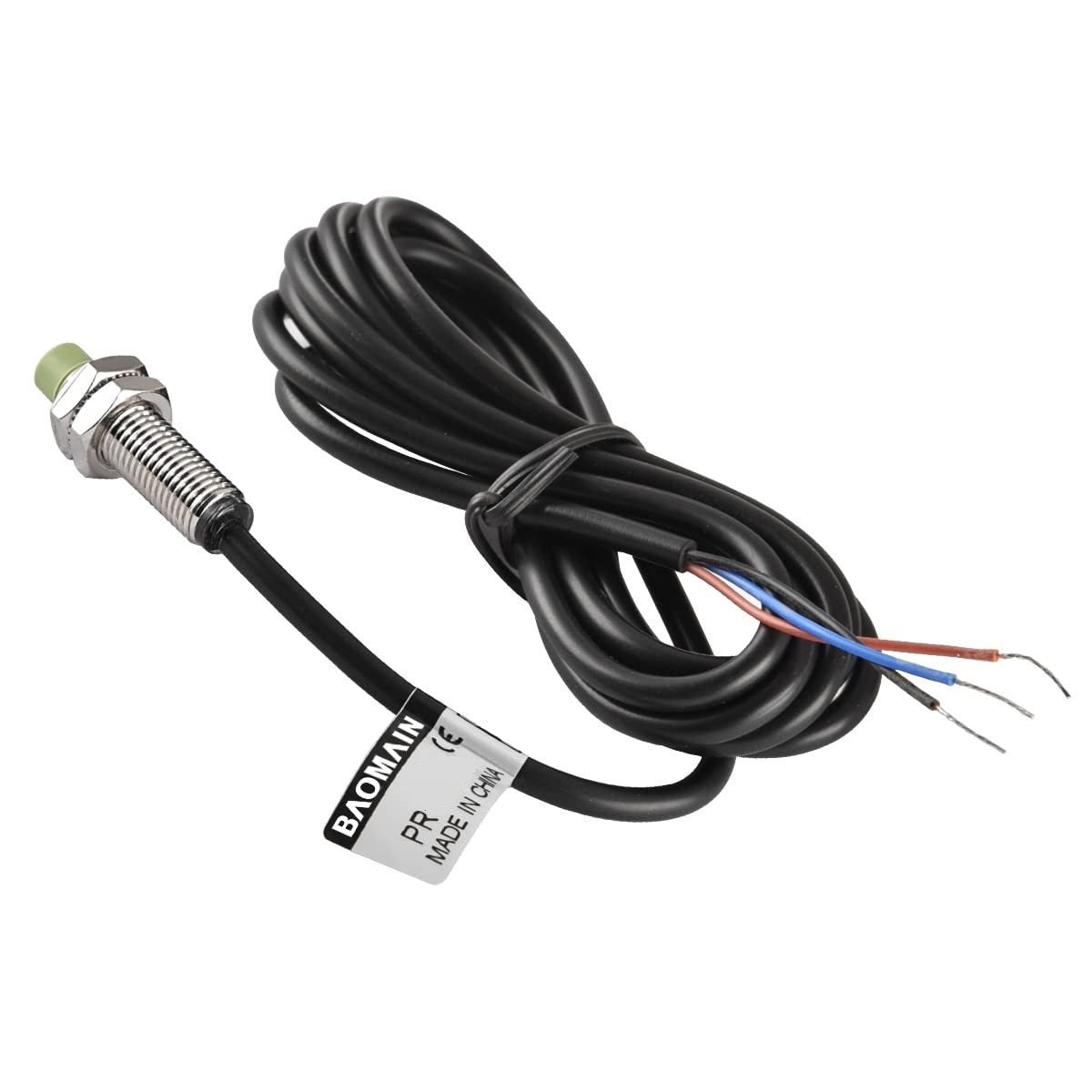 Baomain Inductive Proximity Sensor PR18-8DN Cylindrical Type DC 3-Wire Type 12-24VDC NPN NO(Normally Open) CE