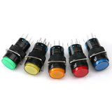 Baomain Push Button Switch Round Cap 2NO 2NC Latching/Momentary LED Lamp Red Yellow Orange Blue Green Light 16mm DPDT 8 Pin 5 Pack