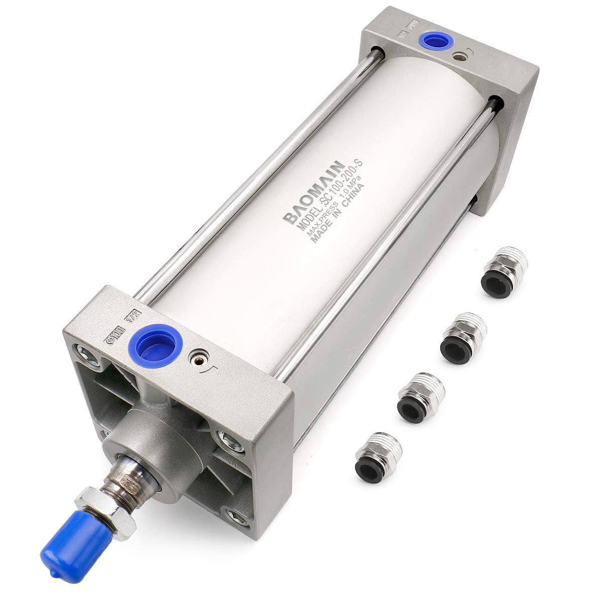 Pneumatic Air Cylinder with magnet SC 100-200-S, Bore: 4"-100mm, Stroke: 8''- 200mm, PT1/2 Port Size, Screwed Piston Rod Dual Action