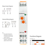 Baomain Multi-Function Time Relay, 16A Delay ON SPDT, DIN Rail Mounting Timer Relay TBT7-B1