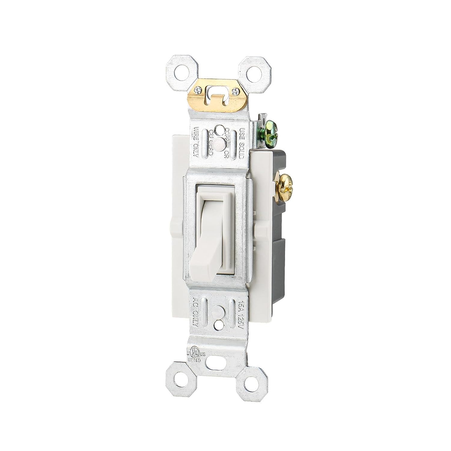 15 Amp Commercial Grade Combination 3-Way Toggle Switch and Receptacle,  White