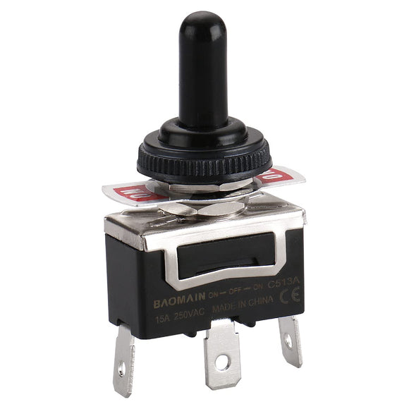 Baomain Toggle Switch with Waterproof Cap SPDT C513A ON/Off/ON 250VAC 15A 1/2