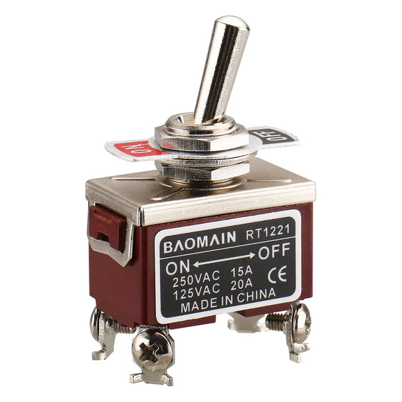 Baomain Toggle Switch DPST ON/Off 2 Position 250VAC 15A 125VAC 20A 1/2