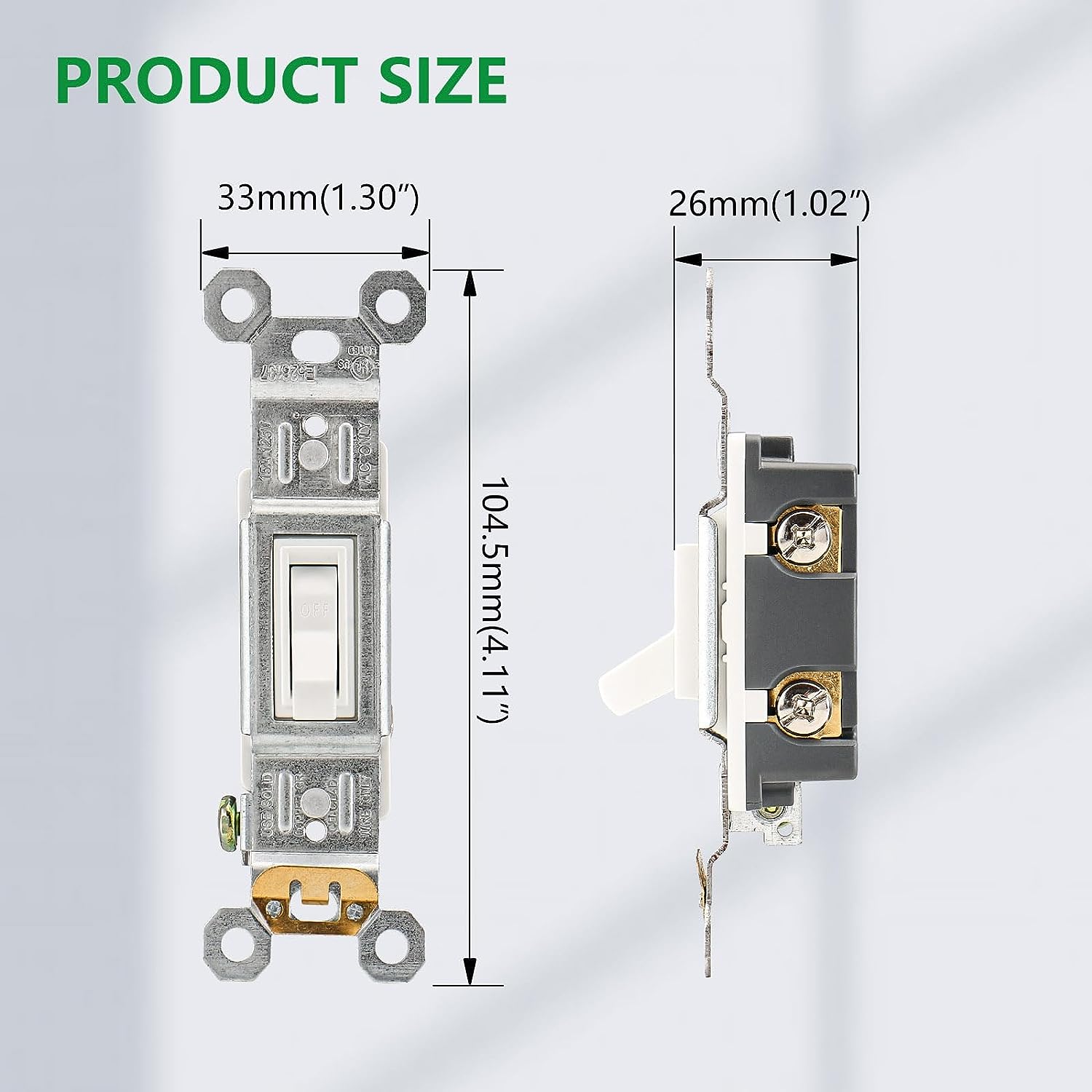 Baomain Toggle Light Switch,125V 15Amp,Single Pole, in Wall On/Off Fan ...