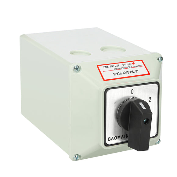 Baomain Universal Rotary Changeover Switch SZW26-63/D505.5D, 63A 660V 3 Position 5 Phase