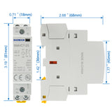 Baomain Hum-free DC/AC Modular Contactor 25A 2 Pole 12V/24V/110V/220V Circuit Control 35mm DIN Rail BMHC7-25