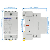 Baomain Hum-free DC/AC Modular Contactor 16A 4 Pole 12V/24V/110V/220V Circuit Control 35mm DIN Rail BMHC7-16