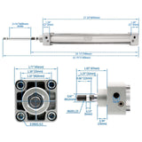 Baomain Pneumatic Air Cylinder SC 32 PT 1/8, Bore: 1 1/4 inch(32mm), Screwed Piston Rod Dual Action 1 Mpa