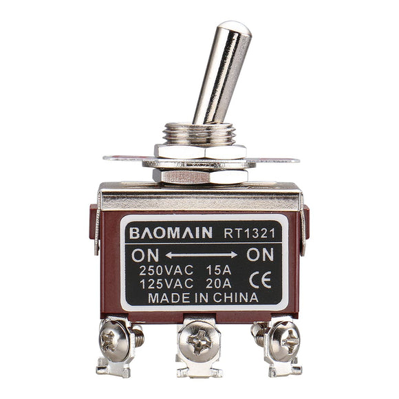 Baomain Toggle Switch DPDT ON/ON 2 Position 250VAC 15A 125VAC 20A 1/2