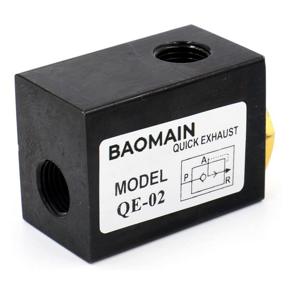 Baomain Pneumatic One Way Quick Exhaust Valve QE-02 1/4PT Inlet Port