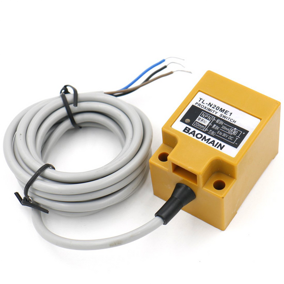 Baomain Square Inductive Proximity Sensor Switch TL-N20ME1 NPN NO DC12-24V(10-30V), 20mm Detecting Distance 3 wire