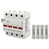 Baomain Cylindrical Fuse Holder RT18-32(X) 10mm X 38mm Fuse Base 4 Poles DIN Rail Mount CE&UR Listed 20 PCS of Fuse