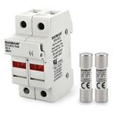 Cylindrical Fuse Holder RT18-32(X) Fuse Base 2 Poles DIN Rail Mount UL&CE Listed 10 PCS of 10*38mm Fuse