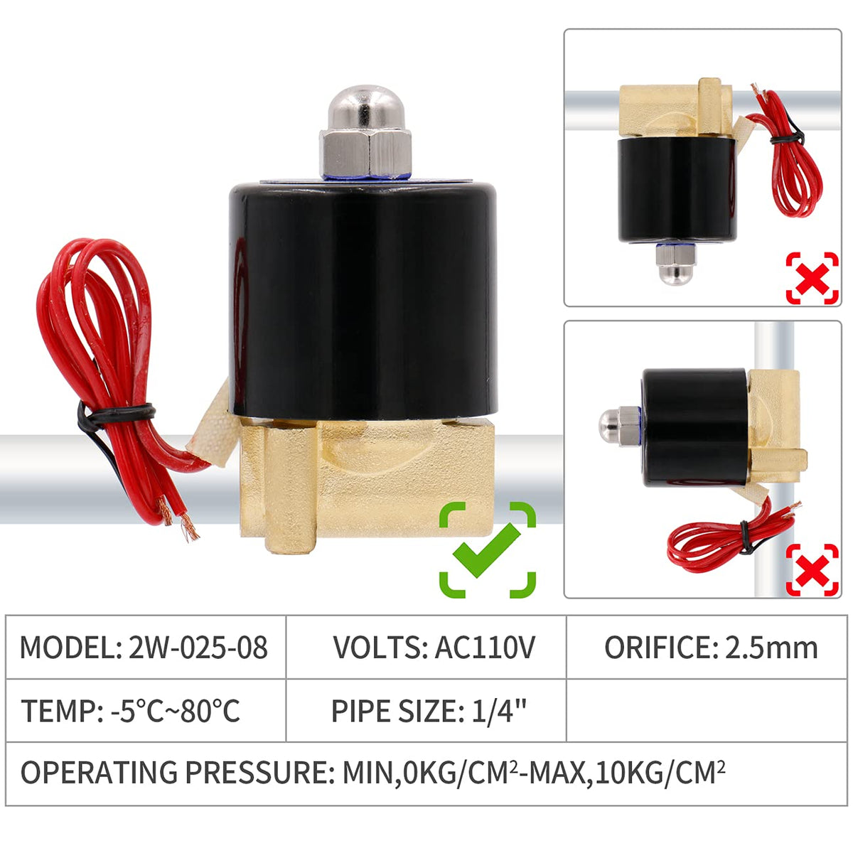 1" Normally Open Brass Solenoid Valve 220v 24V 12V 220V 110V Waterproof Solenoid Valve