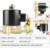 Baomain Pneumatic 3/8 Inch 12V/24V/110V/220V Brass Electric Solenoid Valve 2W040-10 Normally Closed Water, Air