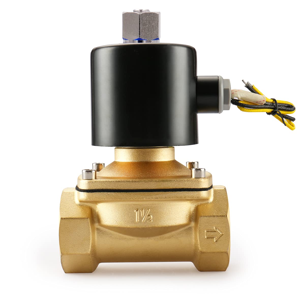 Baomain Pneumatic 1-1/2 Inch NPT 12V/24V/110V/220V 2 Way Brass Electric Normally Open Solenoid Valve For Water, Air 2W-400-40K