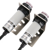 Baomain 1 Pair M18 Infrared Ray Through-Beam Reflection Optical Photoelectric Sensor Switch E3F-10DY1.5L NO AC 90-250V Sensing Distance 10m 2 Wires with Mounting Bracket