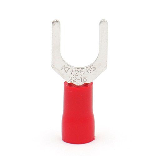 Baomain SV 1.25-6 Spade Terminal Vinyl Insulated - Single Crimp 0.5-1.5 qmm 22-16 Wire Size, 1/4 6.3mm Stud Size Red 1000pcs
