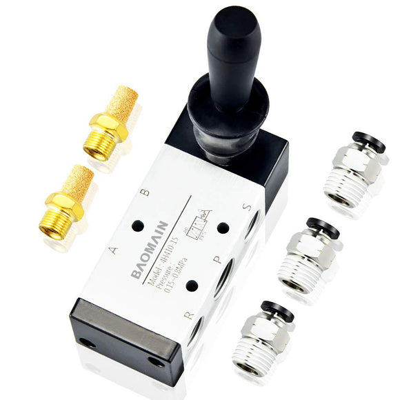 Baomain Pneumatic Solenoid Valve Manual Control Push-Pull 4H410-15 1/2