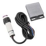 Baomain Photoelectric Sensor E3F-R4NK Retroreflective Optical Sensor Switch DC 10-30V NPN NO Sensing Distance 4m with Reflector Panel