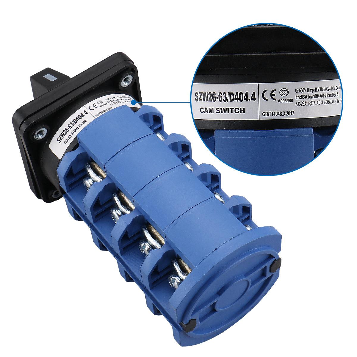 Heschen Universele Roterende Cam Selector Wisselschakelaar SZW26-32/133133.3 660V 32A 5 Positie 3 Fase 12 Terminals CE Heschen Universele Roterende Cam Selector Wisselschakelaar SZW26-32/133133.3 660V 32A 5 Positie 3 Fase 12 Terminals CE