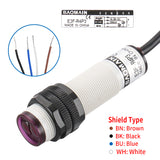 Baomain Photoelectric Sensor E3F-R4P3 Retroreflective Optical Sensor Switch DC 10-30V PNP NO+NC Sensing Distance 4m with Reflector Panel