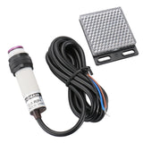 Baomain Photoelectric Sensor E3F-R2PK Retroreflective Optical Sensor Switch DC 10-30V PNP NO Sensing Distance 2m 3 Wires with Reflector Panel