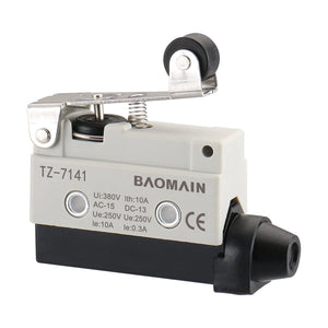 Baomain Limit Switch Short Hinge Roller Lever Momentary Type SPDT 1NC+1NO AC DC 380V 10A Micro Switch TZ-7141