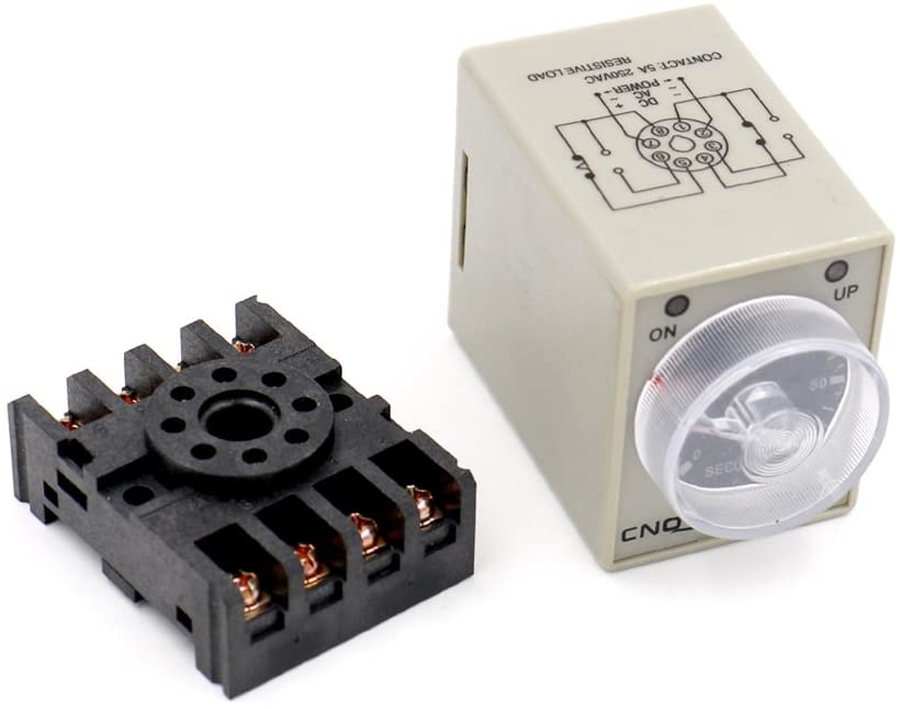 Baomain AC 220 V AH3-3 Zeitverzögerungsrelais Halbleiter-Timer 1S/3S/5S/10S/30S/60S/3Min/5Min/10Min/30Min/60Min mit Sockel