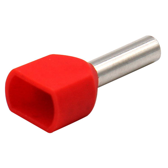 Baomain AWG 18/1.0mm² Wire Copper Crimp Connector Twin Insulated Ferrule Pin Cord End Terminal Red TE1008 Pack of 1000