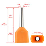 Baomain AWG 22/0.5mm² Wire Copper Crimp Connector Twin Insulated Ferrule Pin Cord End Terminal Orange TE0508 Pack of 1000