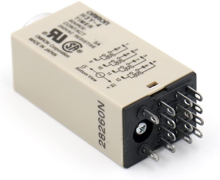 Baomain AC 220 V H3Y-4 Zeitverzögerungsrelais, einstellbares Zeitrelais 1S/3S/5S/10S/30S/60S/3Min/5Min/10Min/30Min/60Min, 4PDT mit Sockel